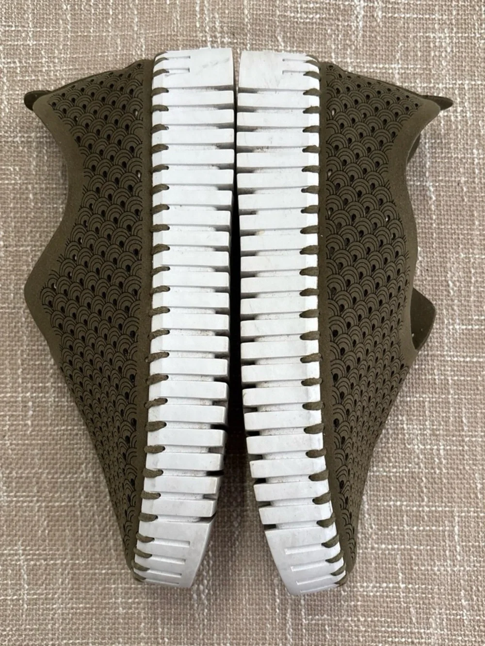 Ilse Jacobsen Olive Green Slip-On Perforated Loafers with White Sole